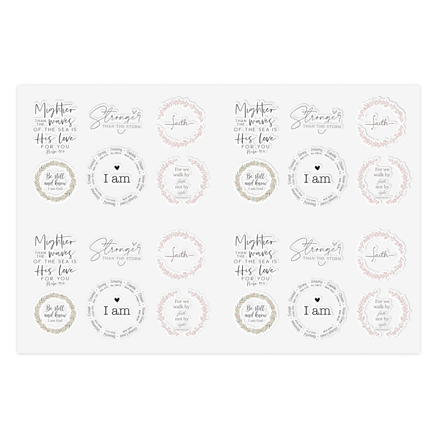 Inspirational Bible Quote Sticker Sheet — Angel Features Original Spiritual Journey Stickers