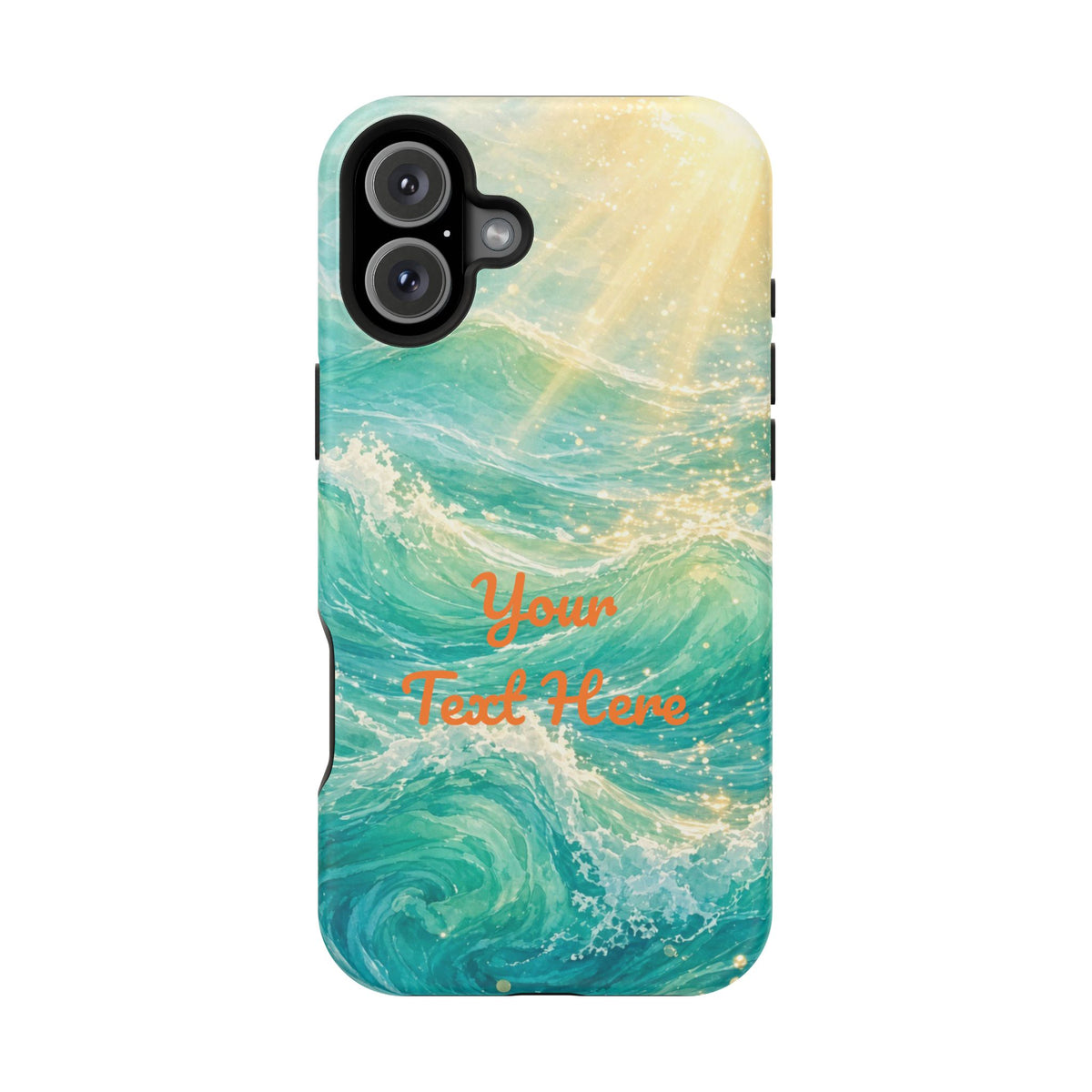 Personalized Magnetic Impact Phone Case – Custom Name or Verse on Ocean Waves - for iPhone and Samsung