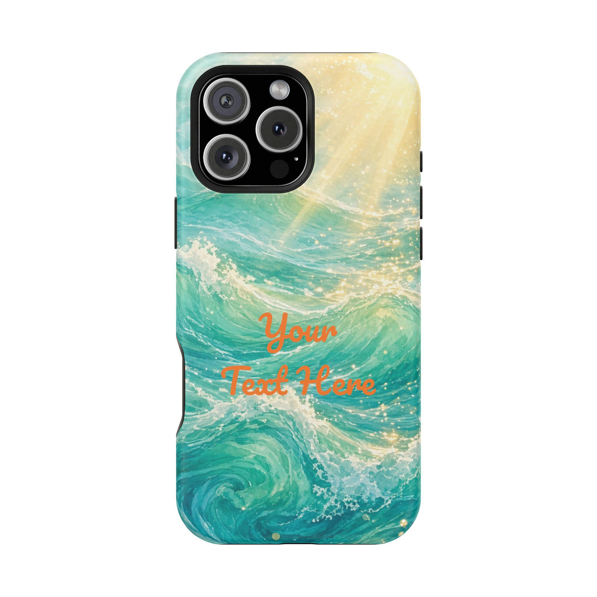 Personalized Magnetic Impact Phone Case – Custom Name or Verse on Ocean Waves - for iPhone and Samsung