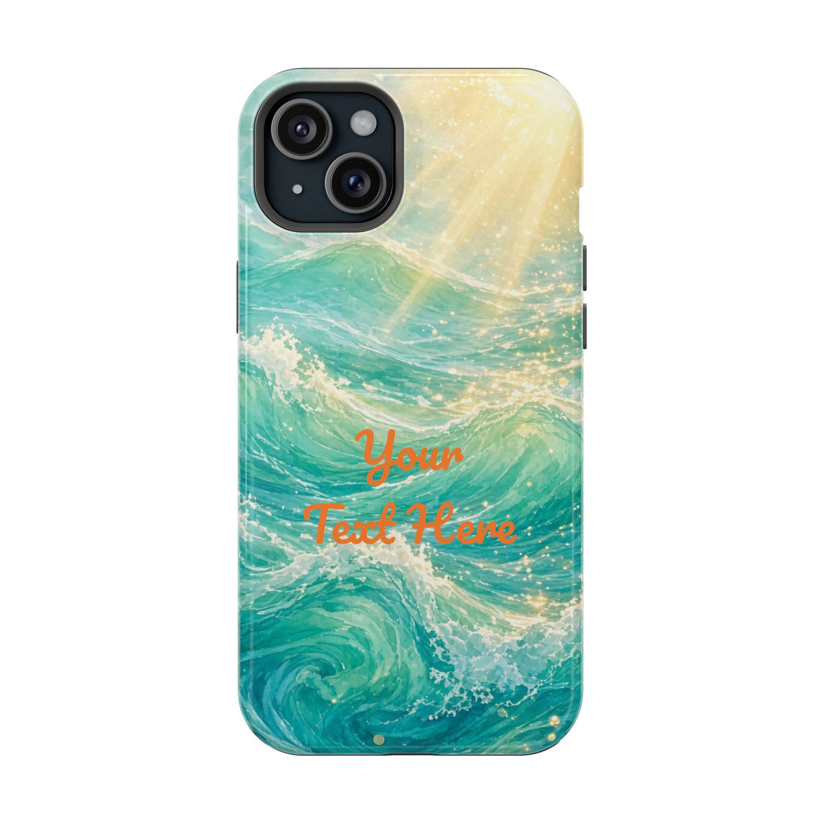 Personalized Magnetic Impact Phone Case – Custom Name or Verse on Ocean Waves - for iPhone and Samsung