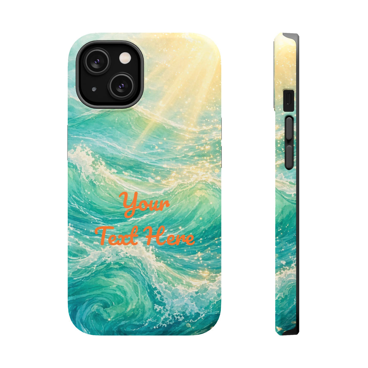 Personalized Magnetic Impact Phone Case – Custom Name or Verse on Ocean Waves - for iPhone and Samsung