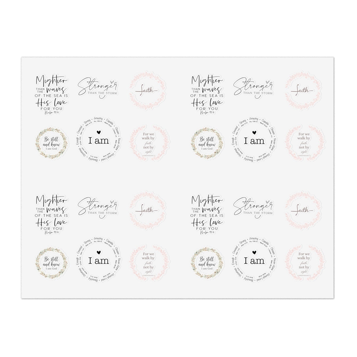 Inspirational Bible Quote Sticker Sheet — Angel Features Original Spiritual Journey Stickers