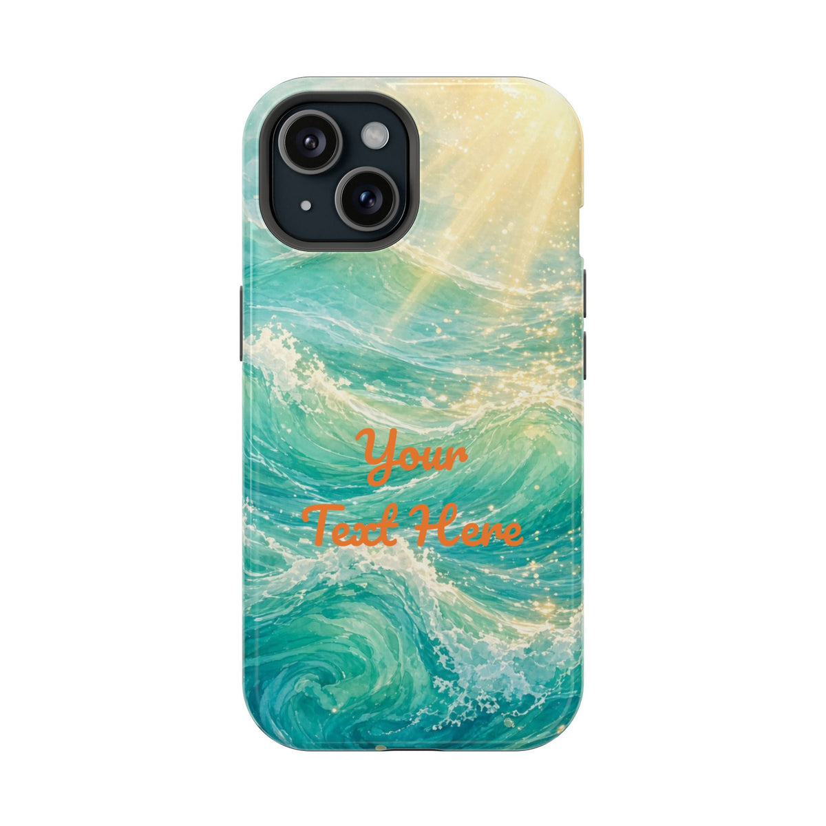 Personalized Magnetic Impact Phone Case – Custom Name or Verse on Ocean Waves - for iPhone and Samsung