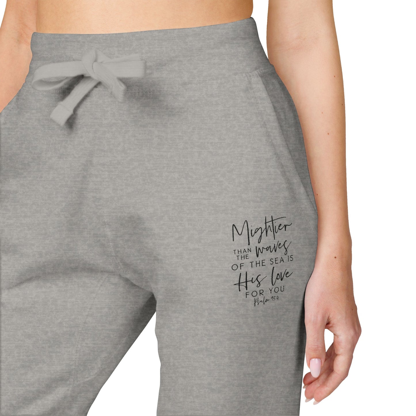 Psalm 93:4 Embroidered Fleece Sweatpants — Slim Cuffed Comfort