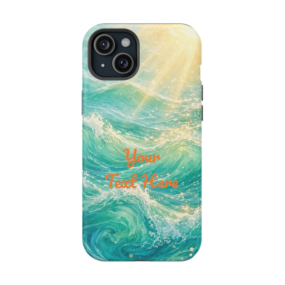 Personalized Magnetic Impact Phone Case – Custom Name or Verse on Ocean Waves - for iPhone and Samsung