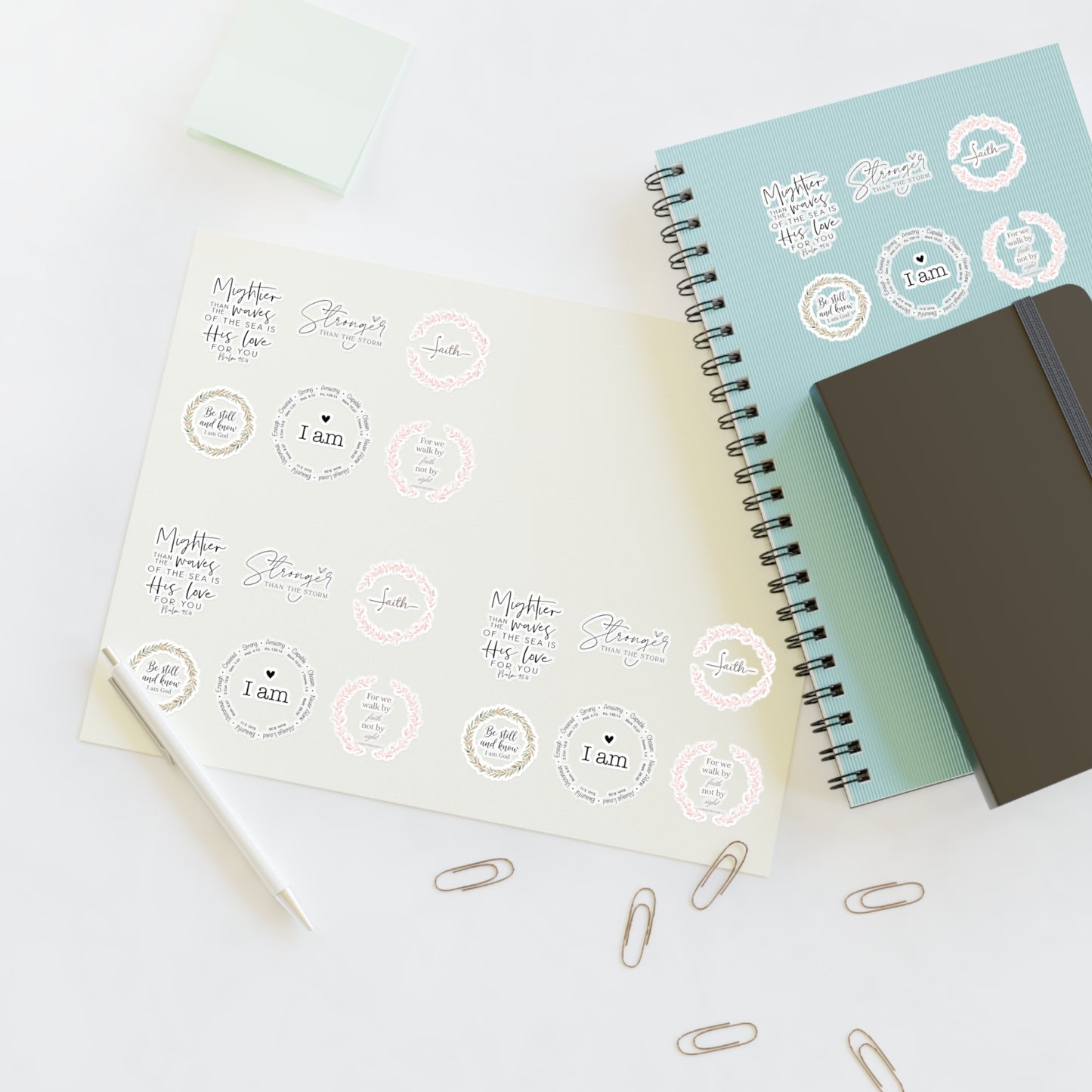 Inspirational Bible Quote Sticker Sheet — Angel Features Original Spiritual Journey Stickers