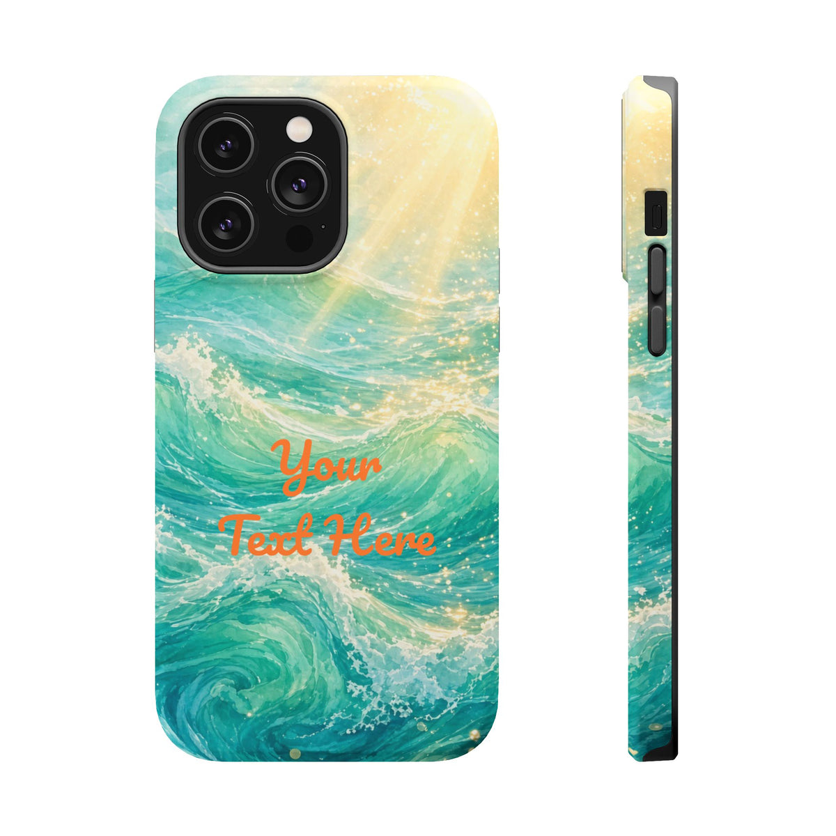 Personalized Magnetic Impact Phone Case – Custom Name or Verse on Ocean Waves - for iPhone and Samsung