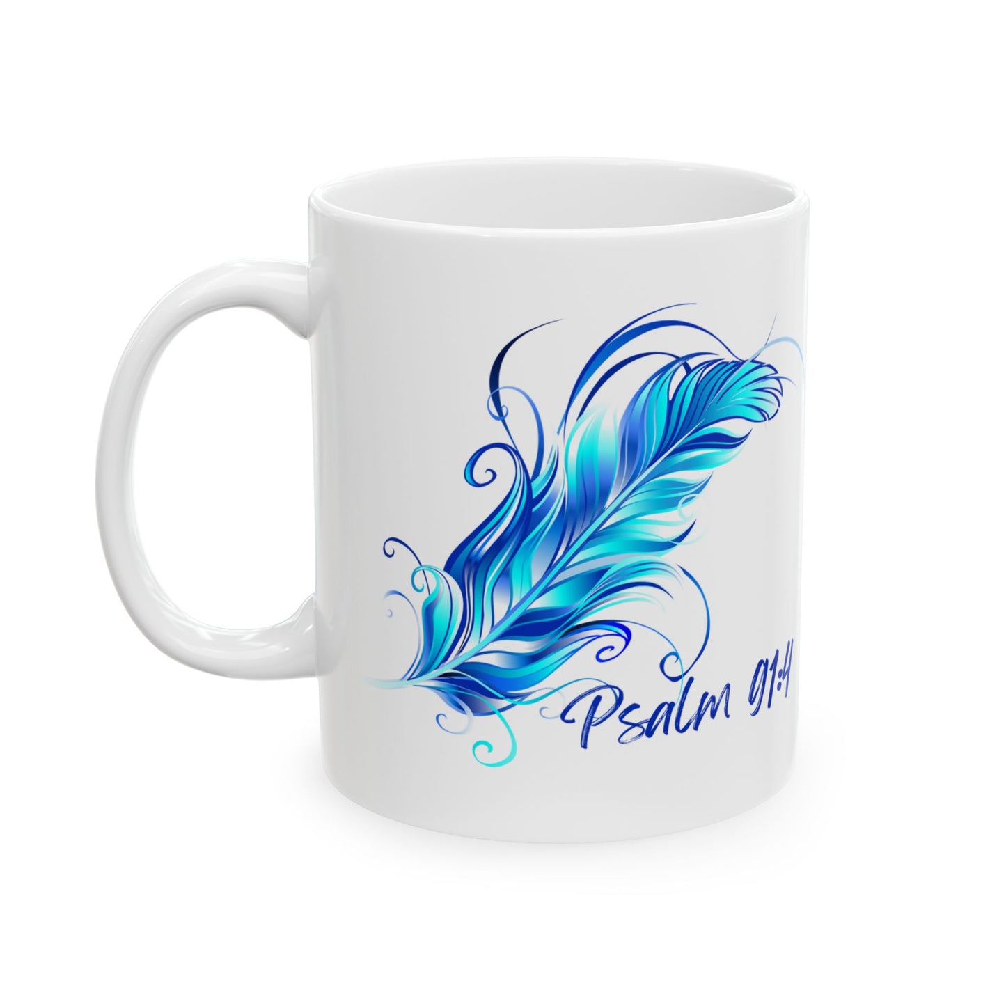 Bright Feather Psalm 91:4  *White Ceramic Mug*