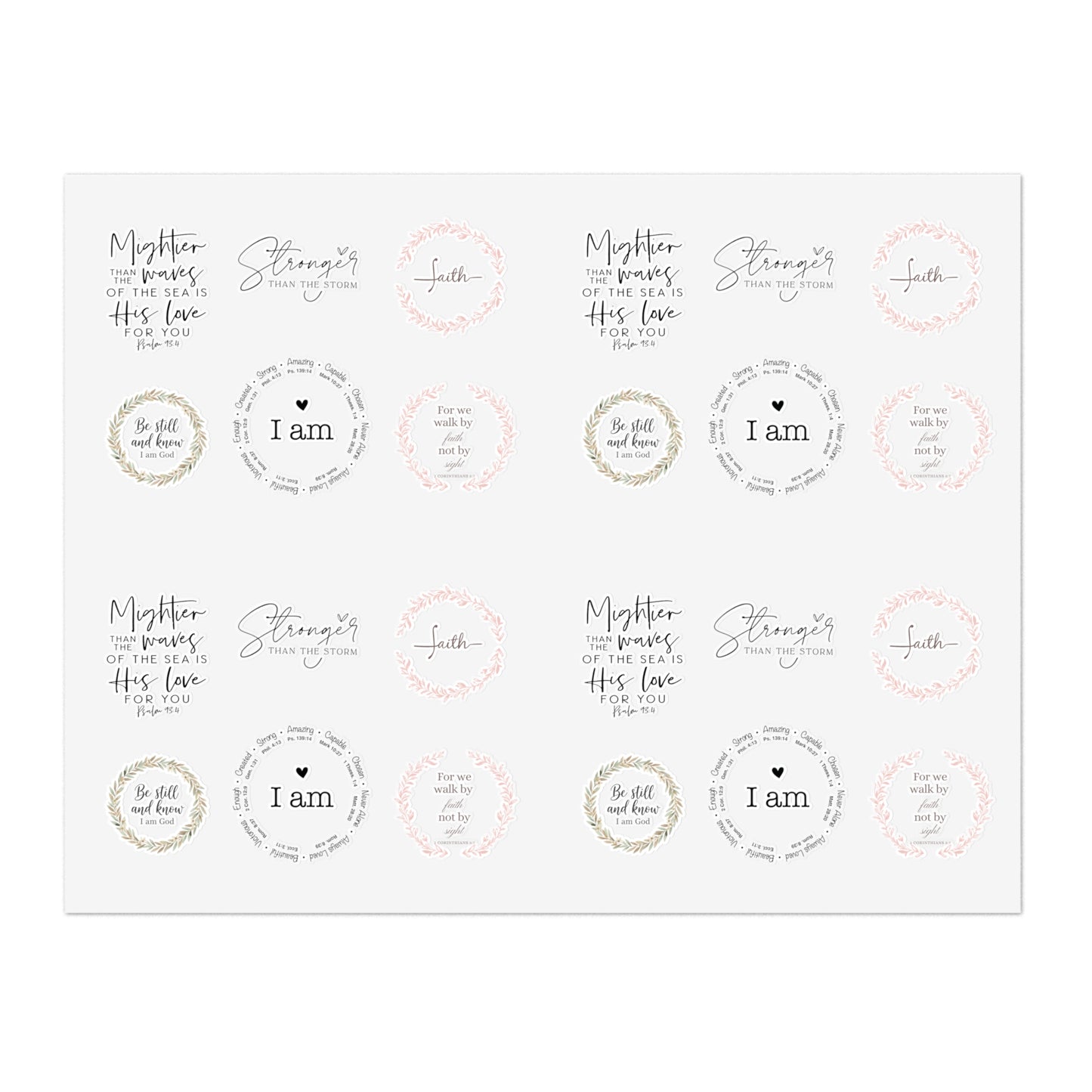Inspirational Bible Quote Sticker Sheet — Angel Features Original Spiritual Journey Stickers