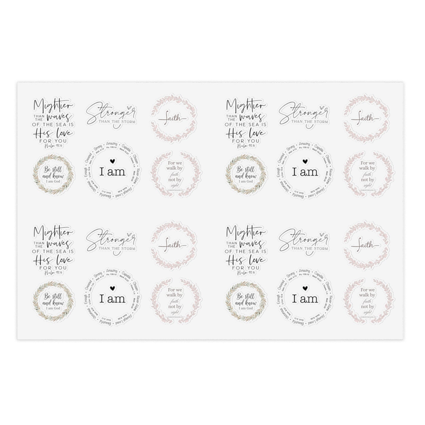 Inspirational Bible Quote Sticker Sheet — Angel Features Original Spiritual Journey Stickers