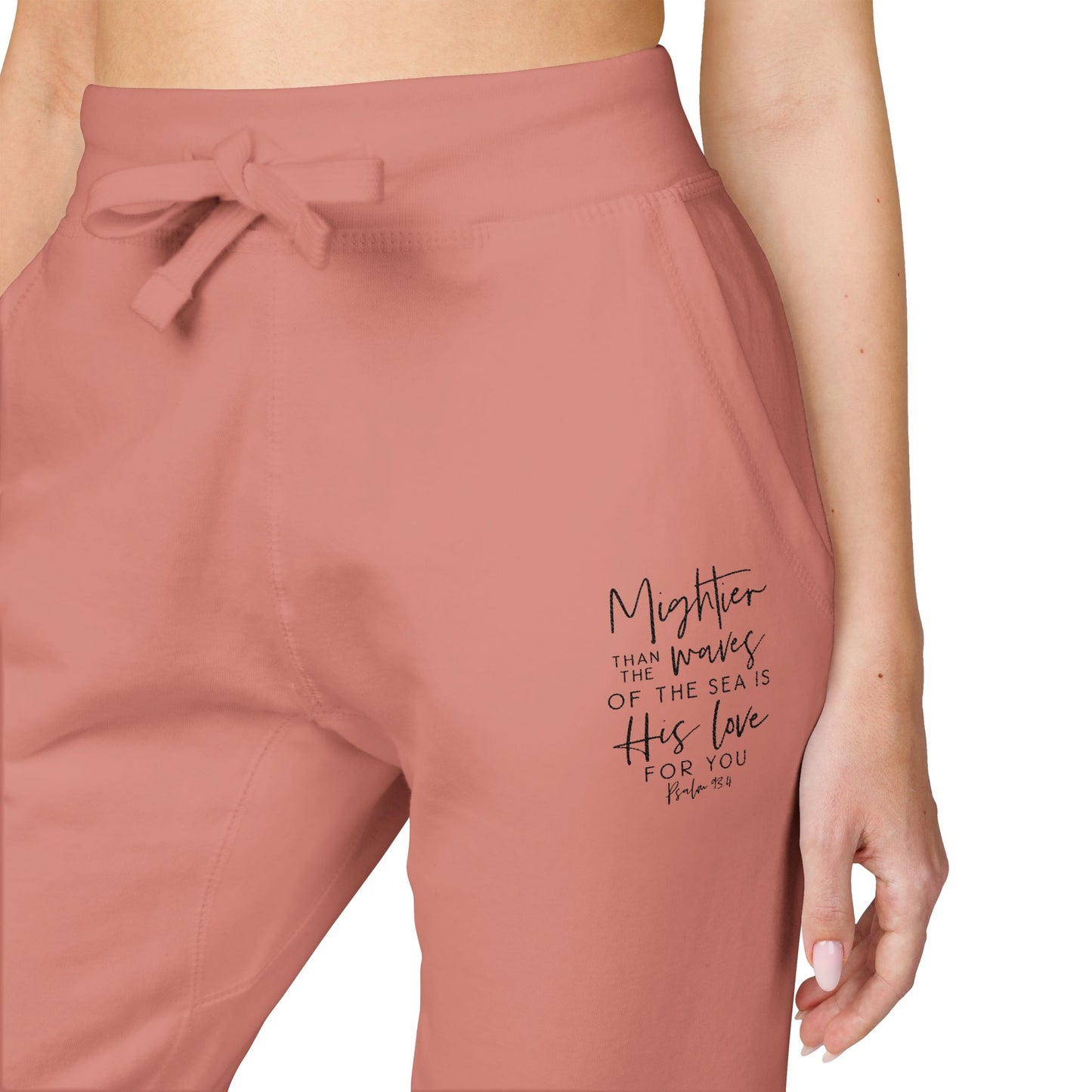 Psalm 93:4 Embroidered Fleece Sweatpants — Slim Cuffed Comfort