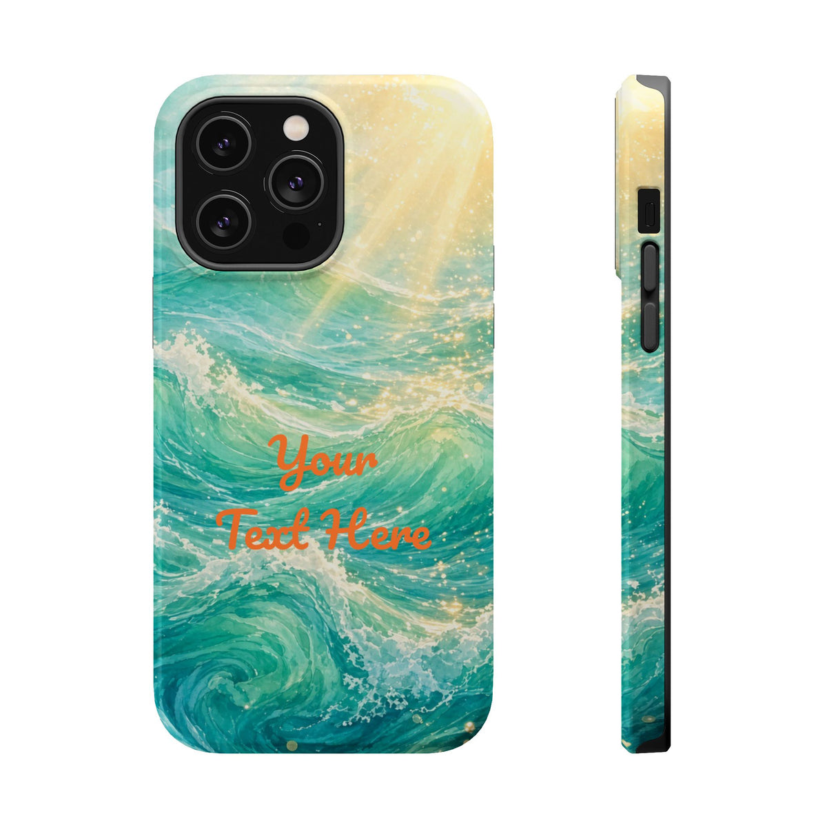 Personalized Magnetic Impact Phone Case – Custom Name or Verse on Ocean Waves - for iPhone and Samsung