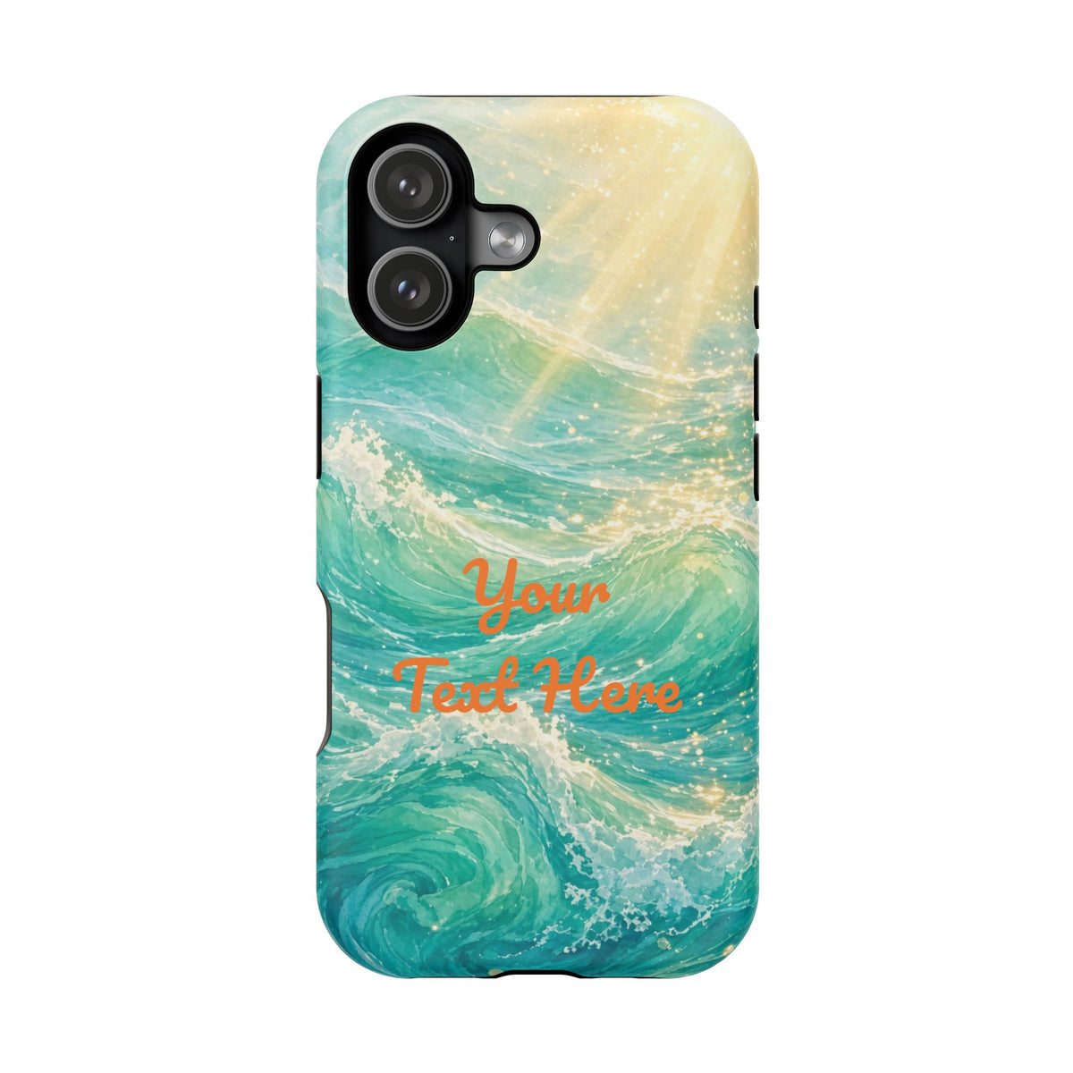 Personalized Magnetic Impact Phone Case – Custom Name or Verse on Ocean Waves - for iPhone and Samsung