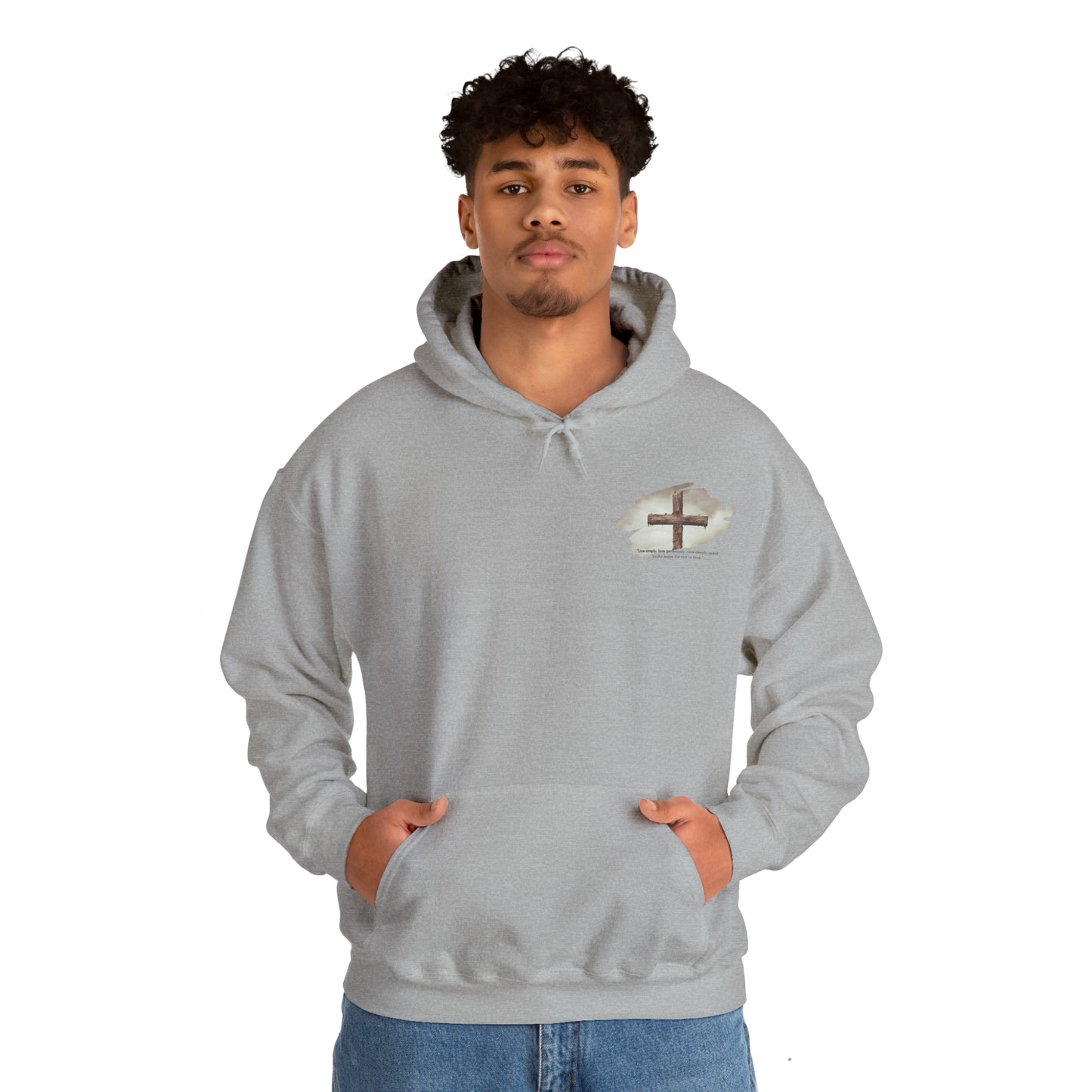 An Angel Feathers Original - Rugged Cross -  Heavy Blend™ Hooded Sweatshirt