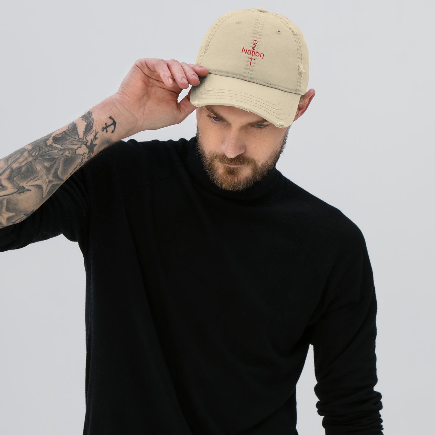 Our Heroes Collection -"One Nation" - Embroidered Distressed Dad Hat