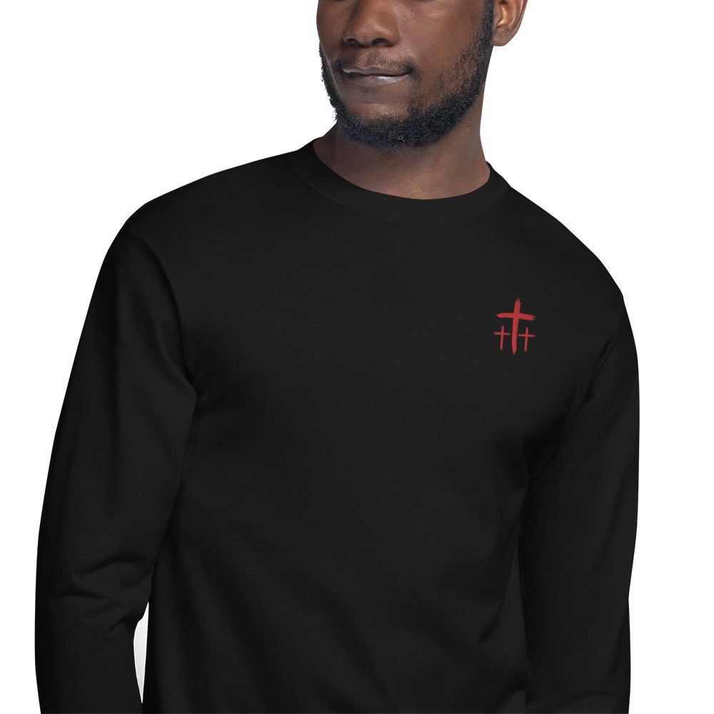 An Angel Feathers Original - Three Crosses-  Champion Long Sleeve Shirt