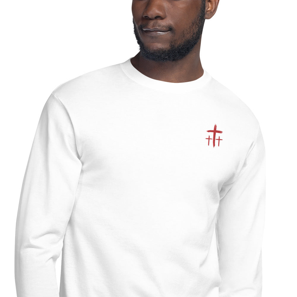 An Angel Feathers Original - Three Crosses-  Champion Long Sleeve Shirt