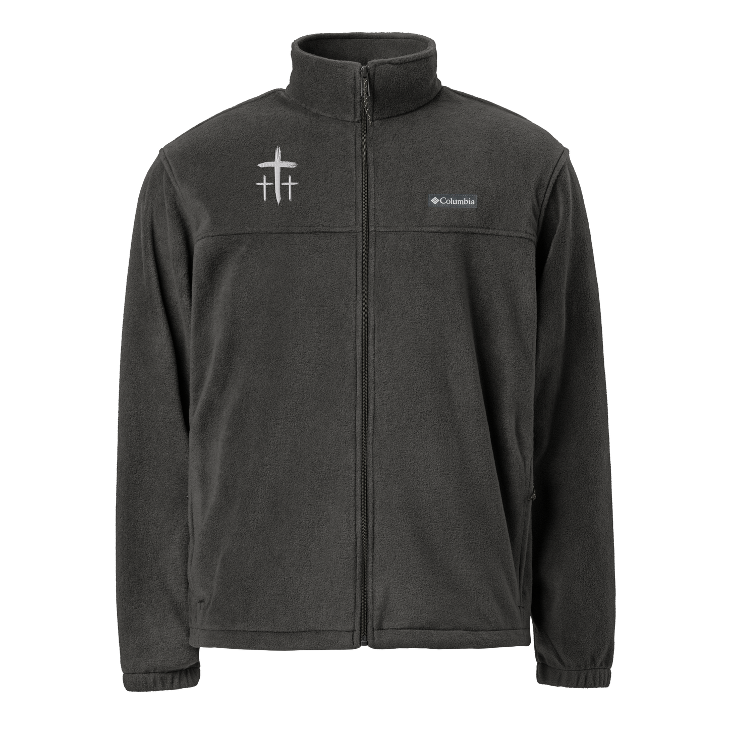 An Angel Feathers Original - Three Crosses - Embroidered Columbia fleece jacket