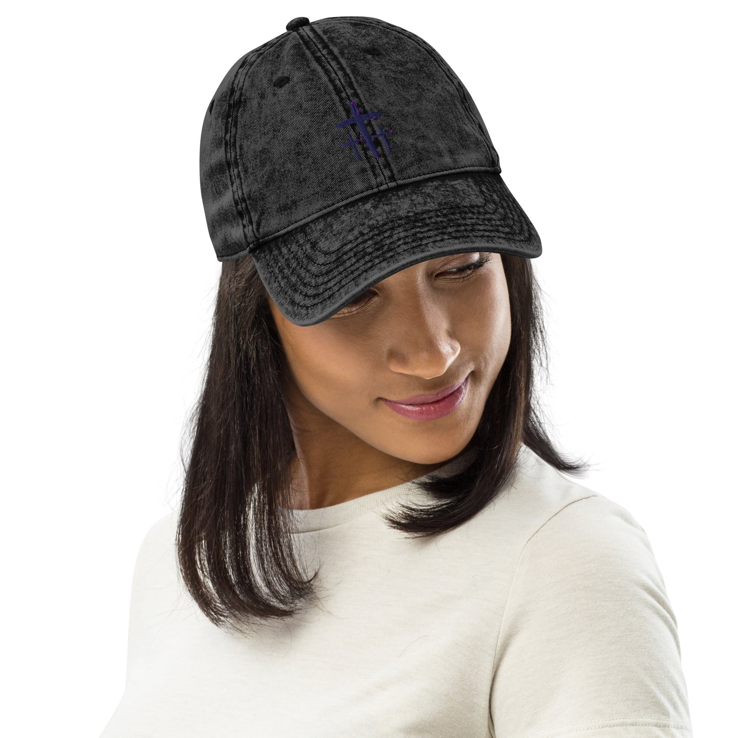 An Angel Feathers Original - Three Crosses - Embroidered Cotton Twill Cap